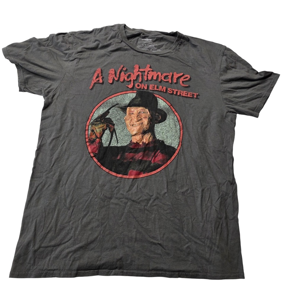 A Nightmare On Elm Street Shirt Mens Large Gray Freddy Krueger Horror Movie Tee